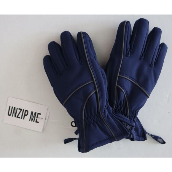 ZipGlove BGL21BLA Kid's Sz L Navy The Blake Double Zipper Winter Gloves - Picture 1 of 5